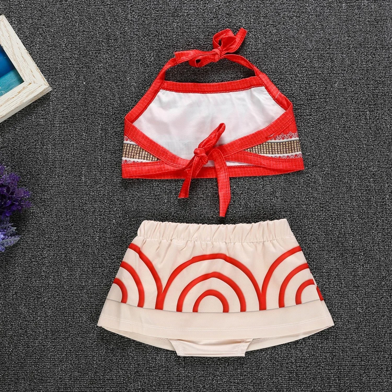 Color: Ivory, Kid Size: 2T - Little Girls Cospaly DISNEY Moana Kids Two Pcs Set Top +Pants Infant Vaiana Role Play Festival Princess Costume Casual Clothes