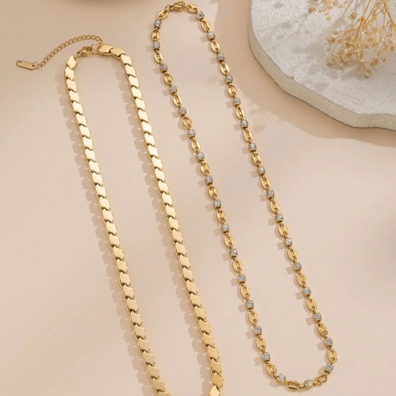 Metal Color: Light Yellow Gold Color, Length: 50cm - Unisex Stainless Steel Gold Plated Chain Necklace Trendy Middle East Arabic Jewelry Accessory for Men And Women