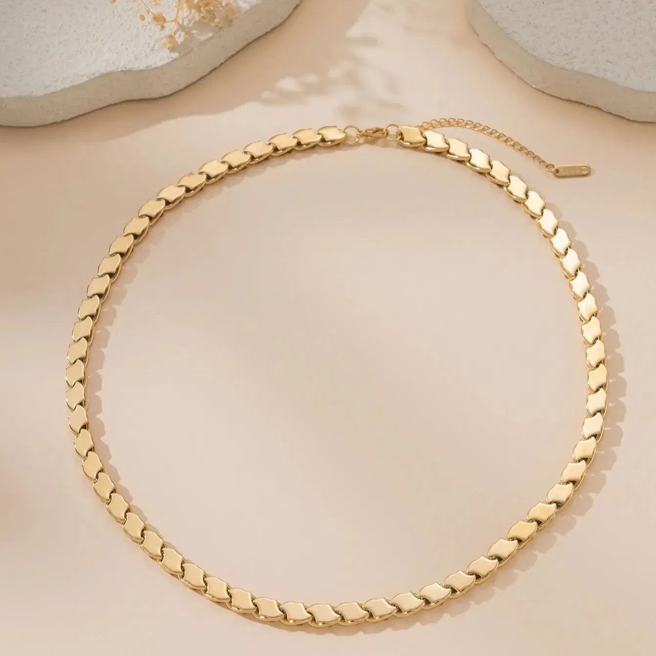 Metal Color: Light Yellow Gold Color, Length: 50cm - Unisex Stainless Steel Gold Plated Chain Necklace Trendy Middle East Arabic Jewelry Accessory for Men And Women