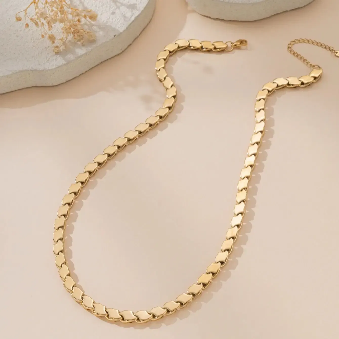 Metal Color: Light Yellow Gold Color, Length: 50cm - Unisex Stainless Steel Gold Plated Chain Necklace Trendy Middle East Arabic Jewelry Accessory for Men And Women