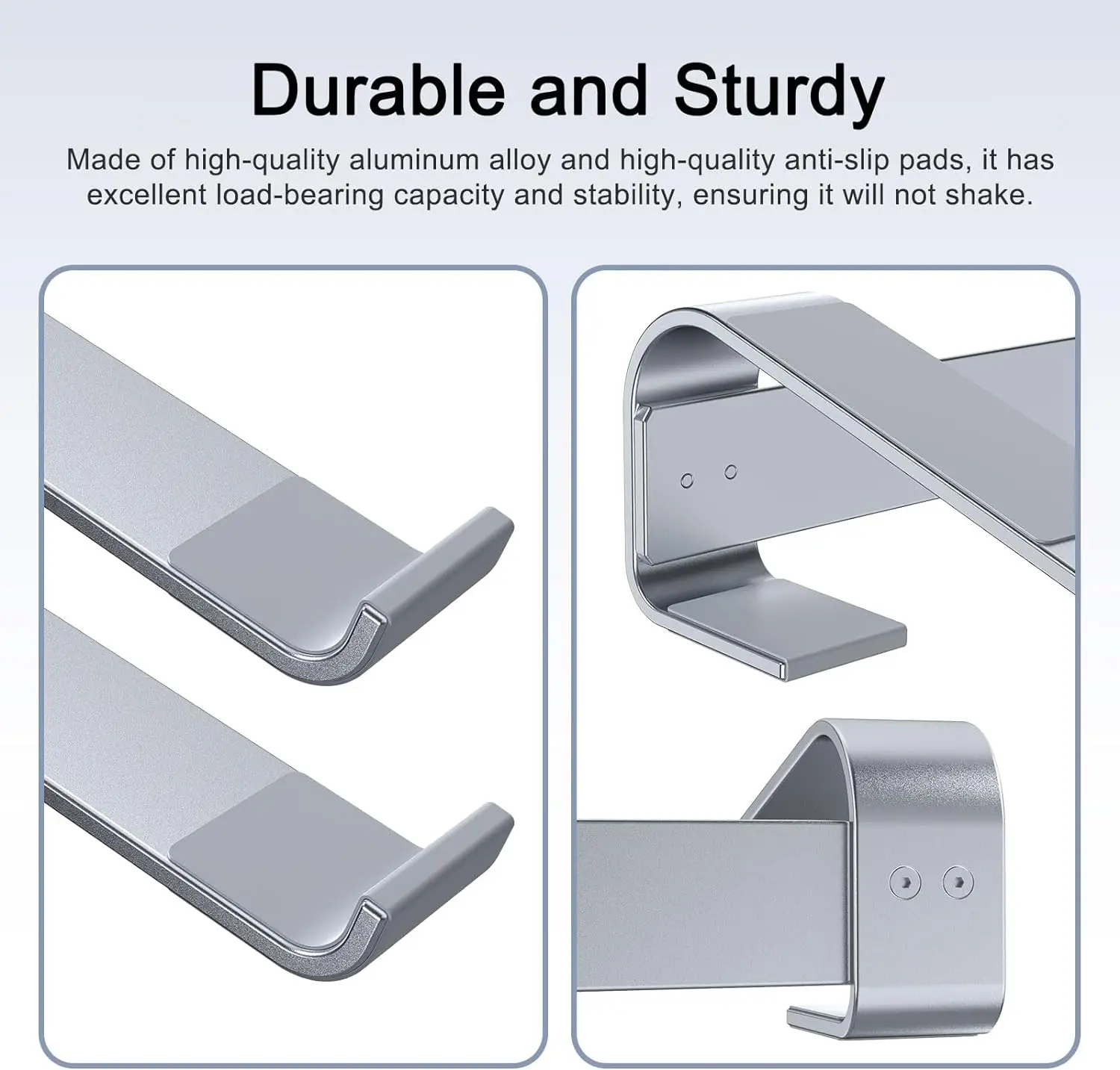 Color: Silver - Aluminum Laptop Cooling Stand Riser for Desk Macbook Pro Air Dell HP Lenovo Notebook Computer Holder Bracket Support Accessories