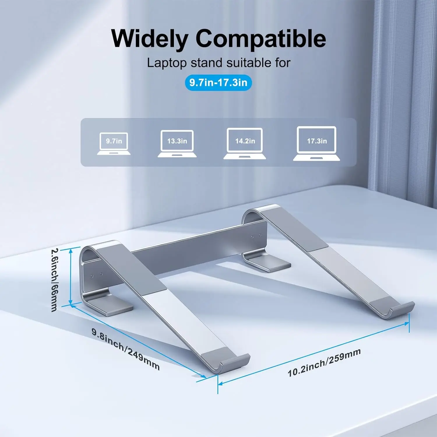 Color: Silver - Aluminum Laptop Cooling Stand Riser for Desk Macbook Pro Air Dell HP Lenovo Notebook Computer Holder Bracket Support Accessories