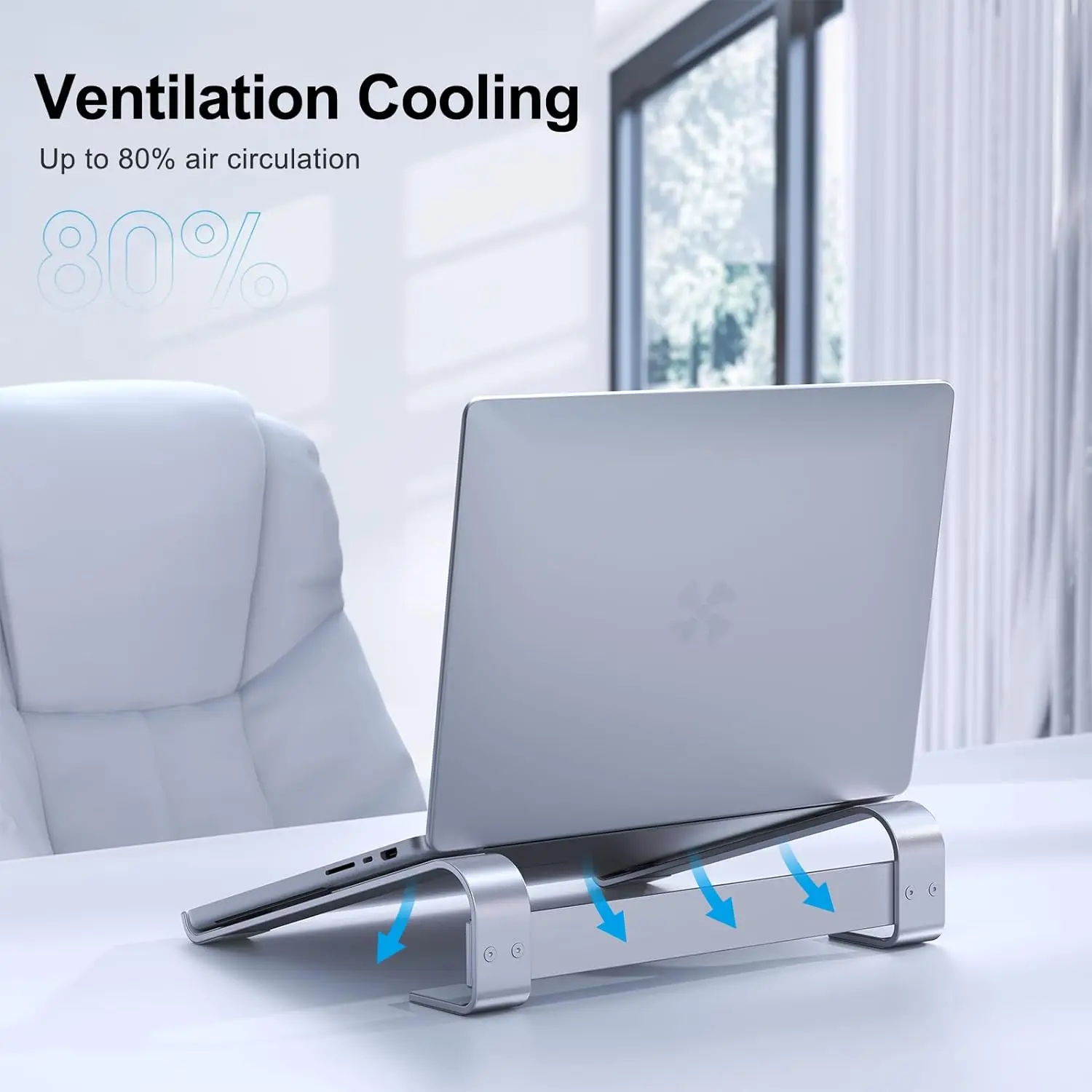 Color: Silver - Aluminum Laptop Cooling Stand Riser for Desk Macbook Pro Air Dell HP Lenovo Notebook Computer Holder Bracket Support Accessories