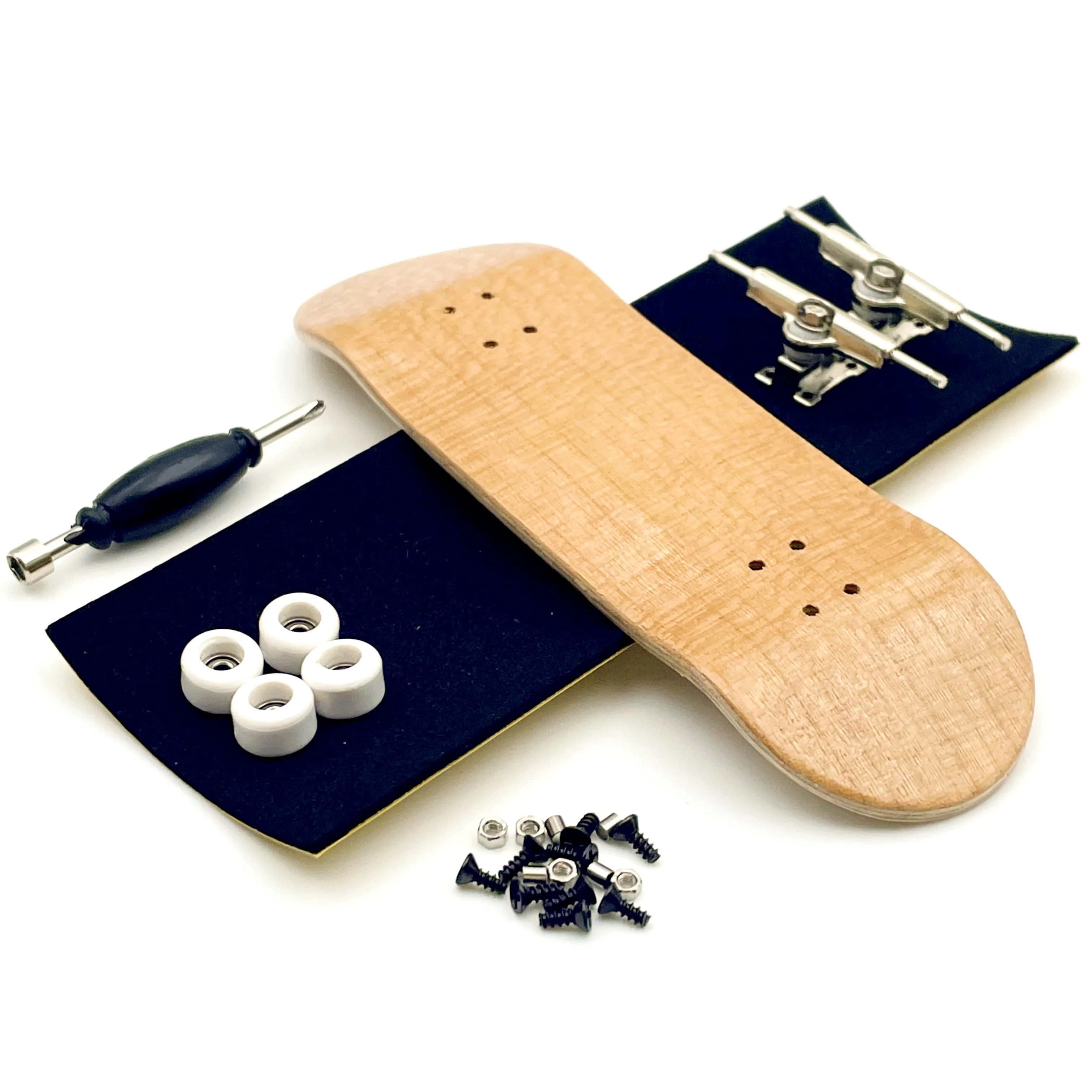 Color: GRAY - 32mm Fingerboard Set with Maple Wooden Deck Metal Trucks Bearing Wheels
