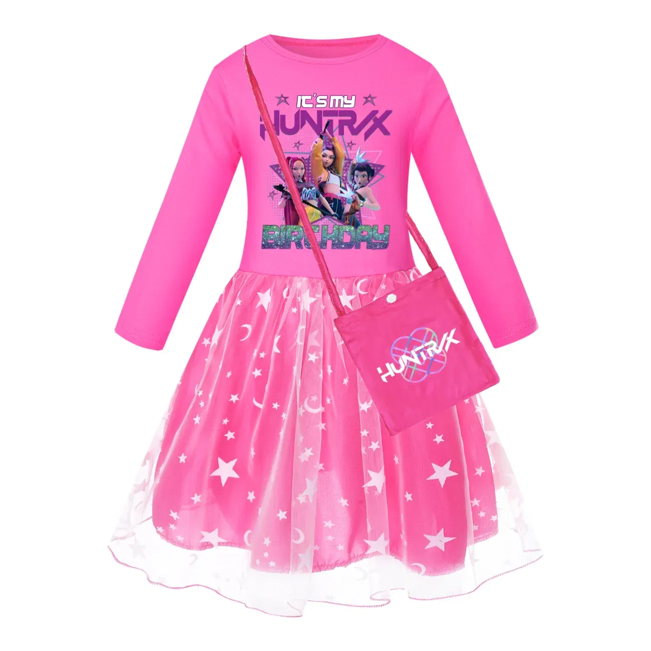 Color: Brown, Kid Size: 12 - KPop Demon Hunters Kids Clothes Long Slevess Dresses Cotton Rainbow Full Dress Teen Fashion Girl's Clothing Party Clothes 5001