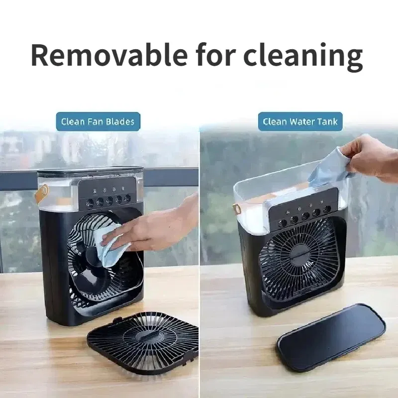 Color: Black - Portable 3 In 1 Humidifier Fan AIr Conditioner Household Small Cooler Hydrocooling Air Adjustment 3 Speed Fans For Home Office