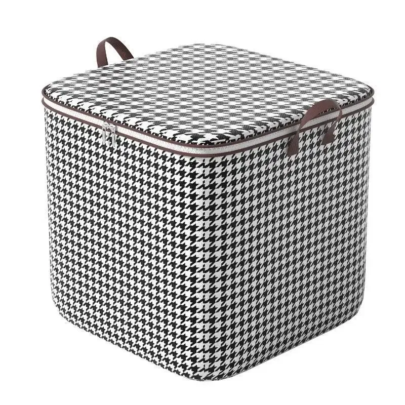 Color: Beige - 1Pcs Foldable Clothes Organizer Clothes Storage Bags Large Capacity Quilt Moving Box Tote Bag Dustproof Clothing Wardrobe Home
