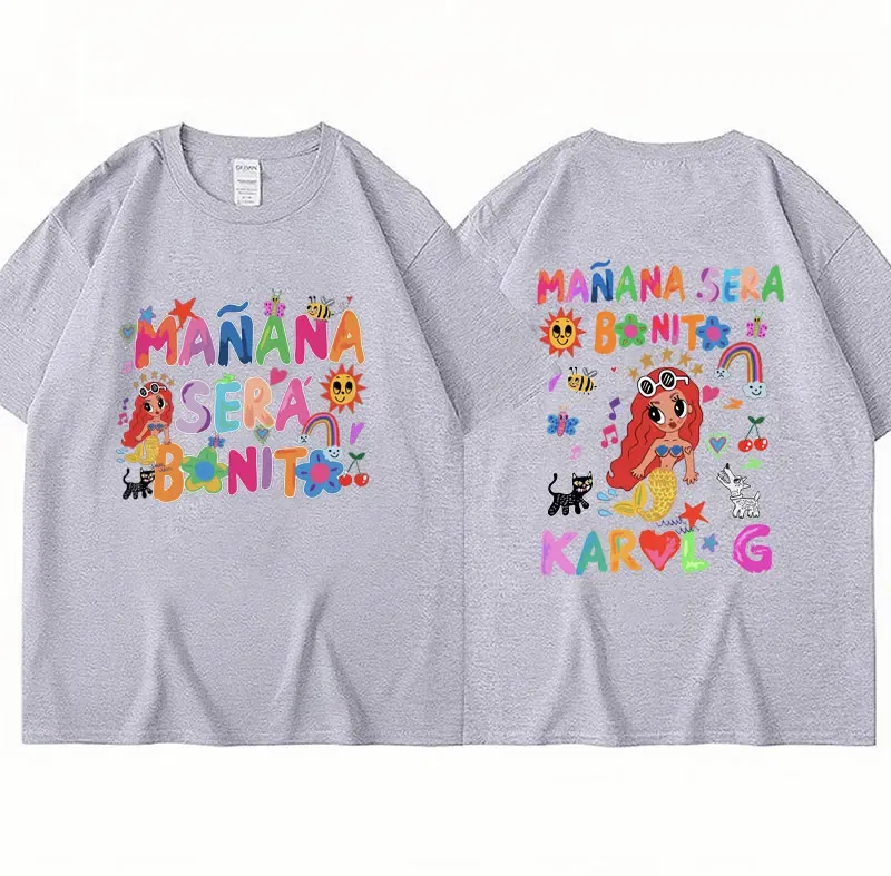Color: Black, Size: XS - Limted Karol G Manana Sera Bonito T Shirts Fashion Harajuku Hip Hop T-Shirt Unisex Casual Breathable Cotton Oversized Tee Shirt