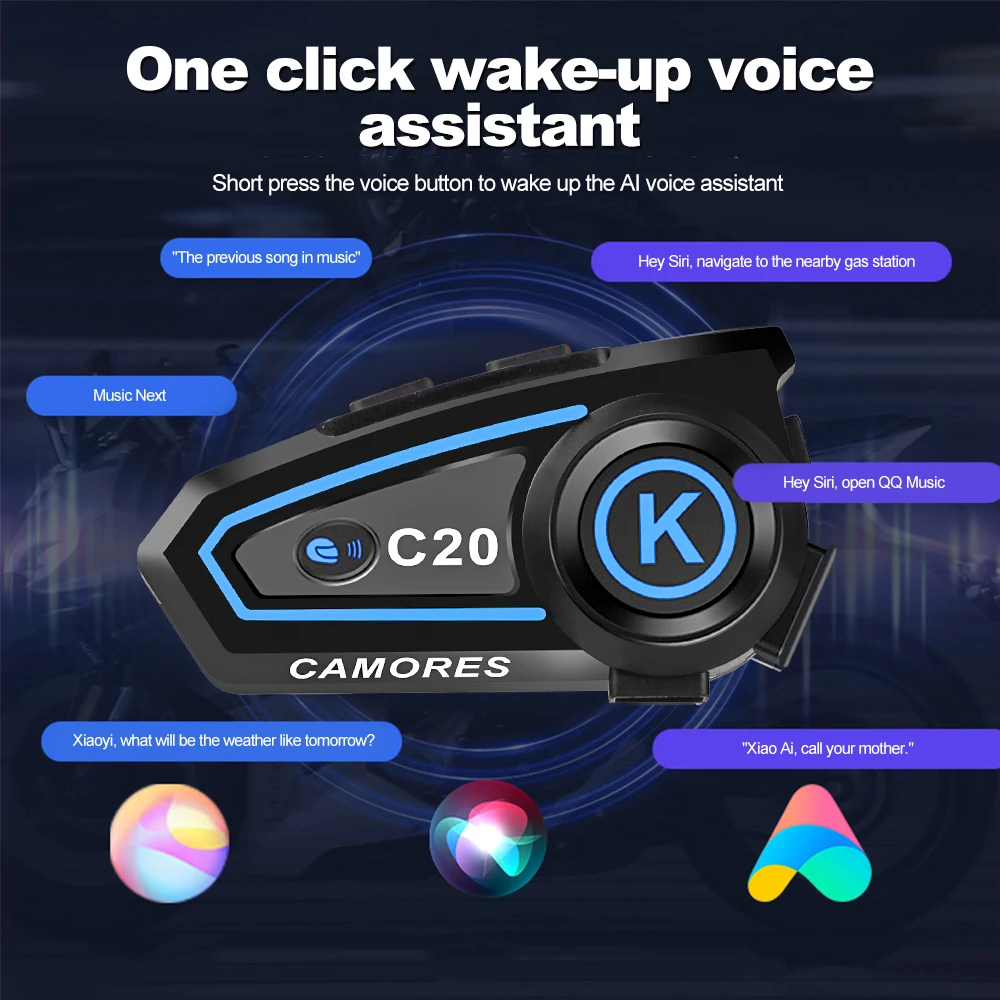 Color: Red - 2024 New Motorcycle Helmet Bluetooth Headset with Ambient Light Waterproof Music Player 1200Mah Bt5.3 Headset Hands-Free Calling