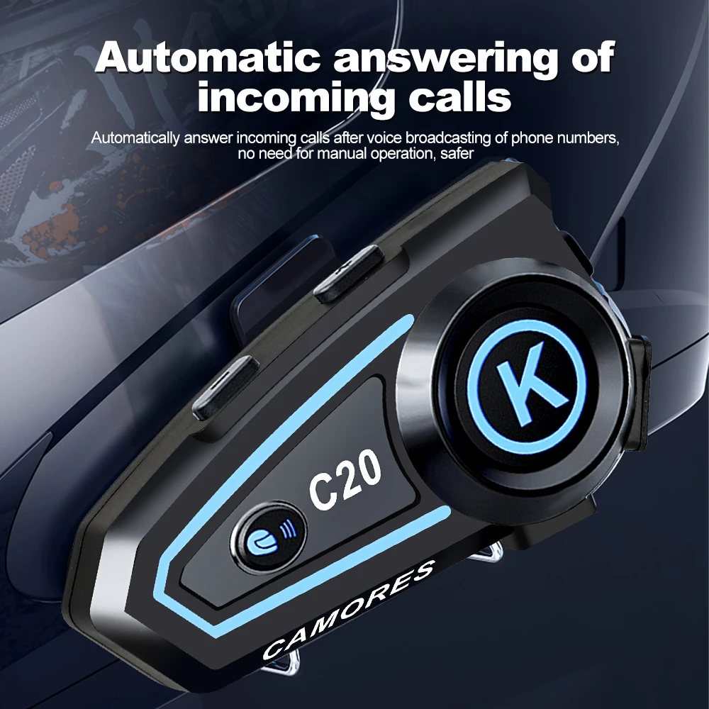Color: Red - 2024 New Motorcycle Helmet Bluetooth Headset with Ambient Light Waterproof Music Player 1200Mah Bt5.3 Headset Hands-Free Calling