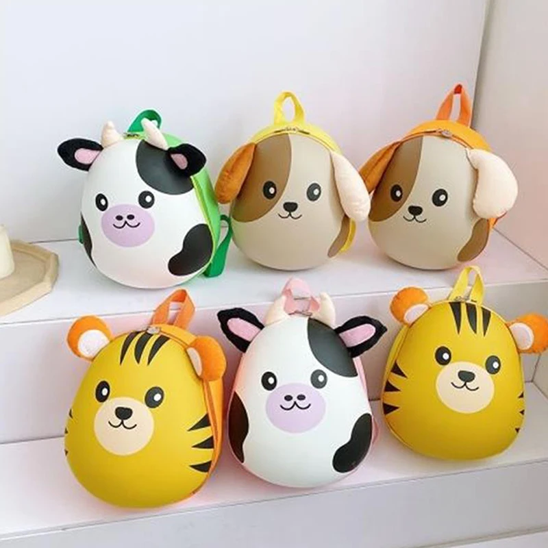 Color: Blue - New Cartoon Fashion Kids Backpack Eggshell Bag Super Cute Animal Backpack Kindergarten Schoolbag Male And Female Baby Backpack