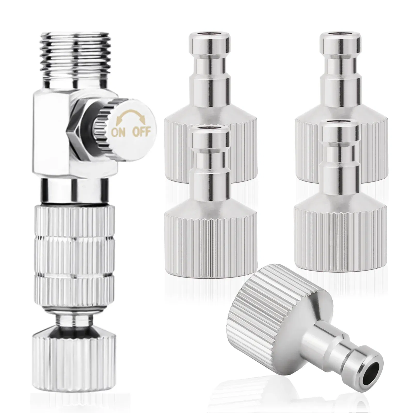 Color: Gold - Airbrush Quick Disconnect Coupler Release Fitting Plug, 6pcs 1/8 in BSP Male and Female Connections Adapter Air Brush Accessory