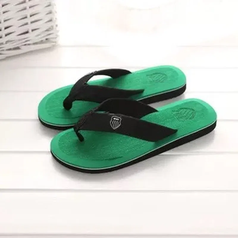 Color: GRAY, Shoe Size: 41 - 2024 New Shoes Men Summer Men Flip Flops High Quality Beach Sandals Anti-slip Zapatos Hombre Casual Shoes Man Slippers