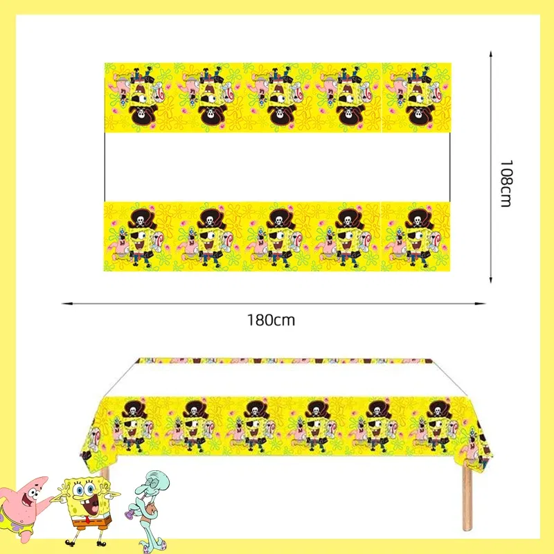 Color: light green - SpongeBob Party Decorations Disposable Tableware Cup Baby Shower Birthday Theme Plate Tablecloth Kids Birthday Party