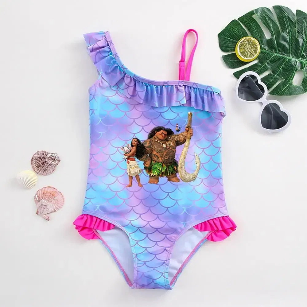 Color: GRAY, Kid Size: 3M - Moana Baby Girl Mermaid Fish Scale Print Swimsuit One-Piece Swimwear Toddler Bathing Suit Beach Outfit