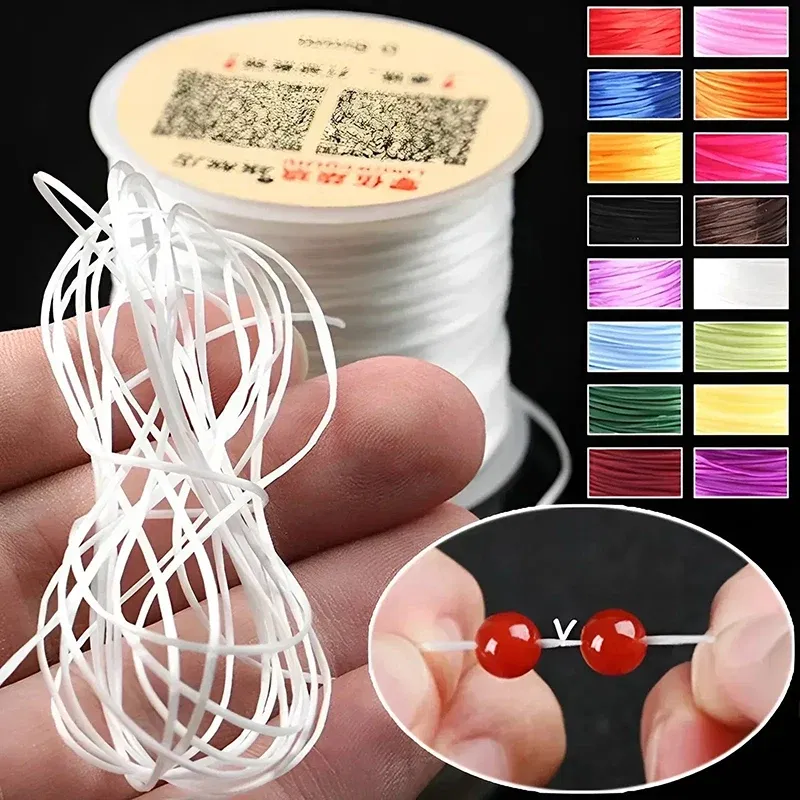 Color: WHITE, Size: S - DIY Fishing Lines Elastic Crystal Beading String Stretchable Thread For Bracelet Necklace Nylon Rubber Jewelry Making Supplies