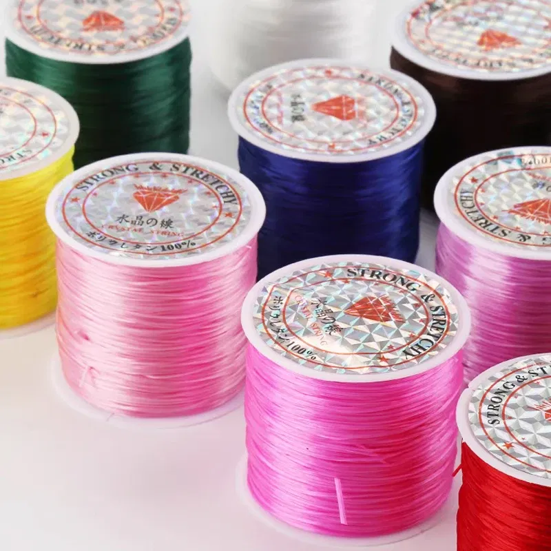 Color: WHITE, Size: S - DIY Fishing Lines Elastic Crystal Beading String Stretchable Thread For Bracelet Necklace Nylon Rubber Jewelry Making Supplies
