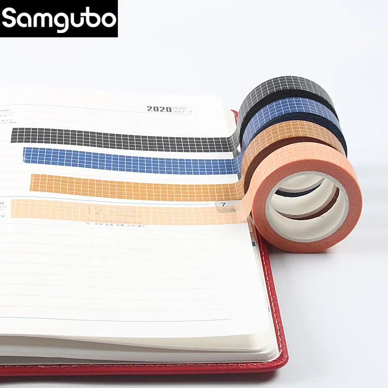 Color: WHITE - 10M Pure Color Grid Washi Tape Set Masking Tape Journaling Supplies Washy Tape Organizer Washitape Stationery Sticker Scrapbook