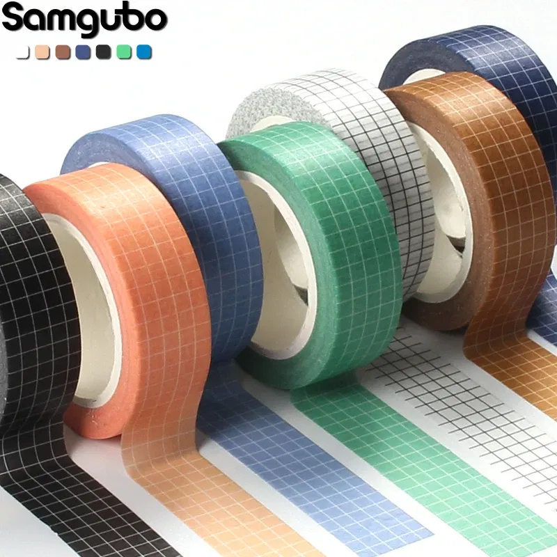 Color: WHITE - 10M Pure Color Grid Washi Tape Set Masking Tape Journaling Supplies Washy Tape Organizer Washitape Stationery Sticker Scrapbook