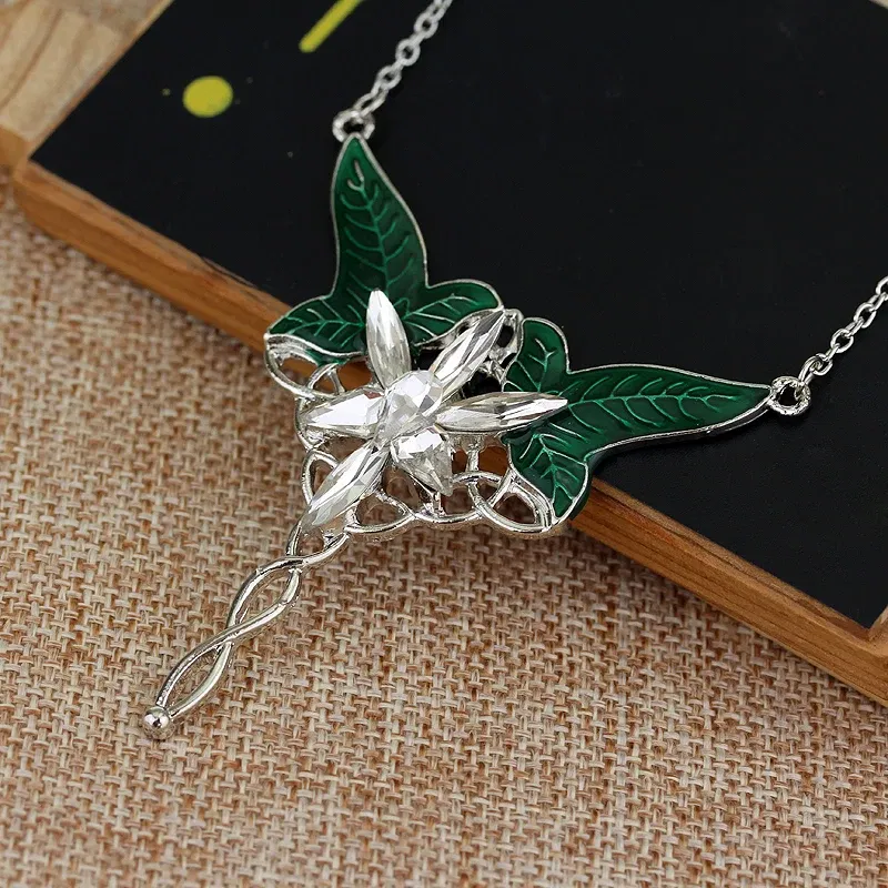 Color: Brown, Ships From: CHINA - Arwen Evenstar Crystal Pendant Necklace Silver Colour Fashion Twilight Star Necklace for Women Jewelry Accessories Toy Gift