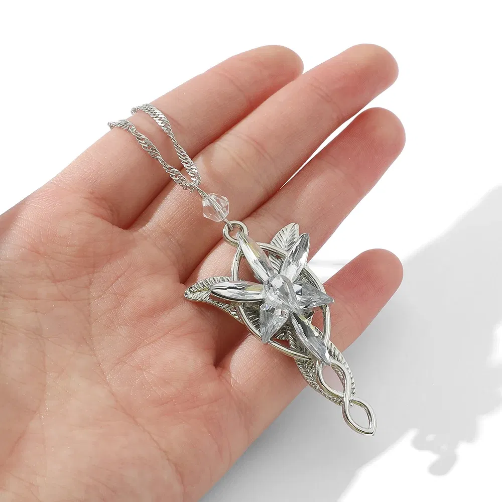 Color: Brown, Ships From: CHINA - Arwen Evenstar Crystal Pendant Necklace Silver Colour Fashion Twilight Star Necklace for Women Jewelry Accessories Toy Gift