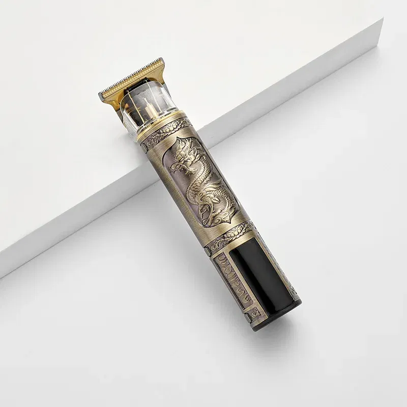 Color: Gold - T9 Hair Clipper Electric Clipper Hairdressing USB Electric Three-speed Speed Adjustment Large-screen Power Display Metal Shaver