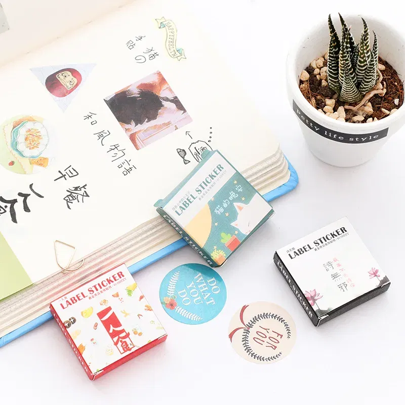 Color: WHITE - 40 pcs/pack Cute Creative Box Package Decorative Sticker Set Diary Album Label Sticker DIY Stationery Stickers Escolar Papelaria