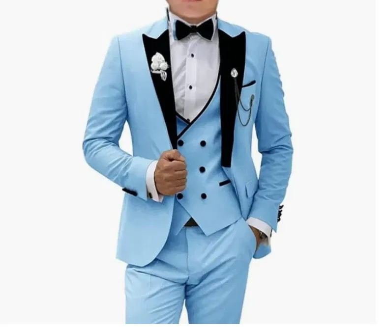 Color: Red, Size: L - Pink Prom Suit for Men 3 Piece Jacket Vest Pants Set Peaked Lapel Blazer Outfit Costume Birthday Party