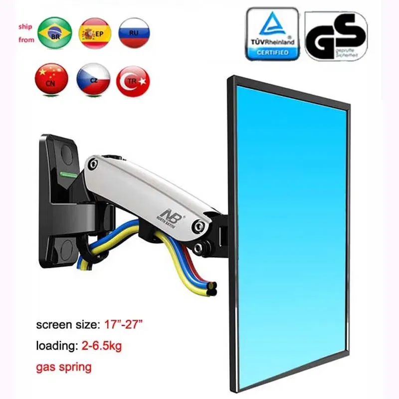 Color: Black, Ships From: brazil - NB F120 17-27" aluminum GS Gas Spring 360 rotate Full Motion TV Wall Mount Bracket lcd monitor wall mount stand screen holder