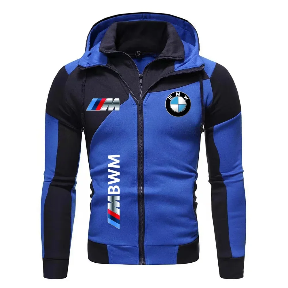 Color: Brown, Size: L, Ships From: CHINA - Motorcycle Jacket, BMW Logo Printed Cotton Sweatshirt, Hooded Sweatshirt, BMW Logo Autumn Men's Double Zipper Cardigan Jacket ..