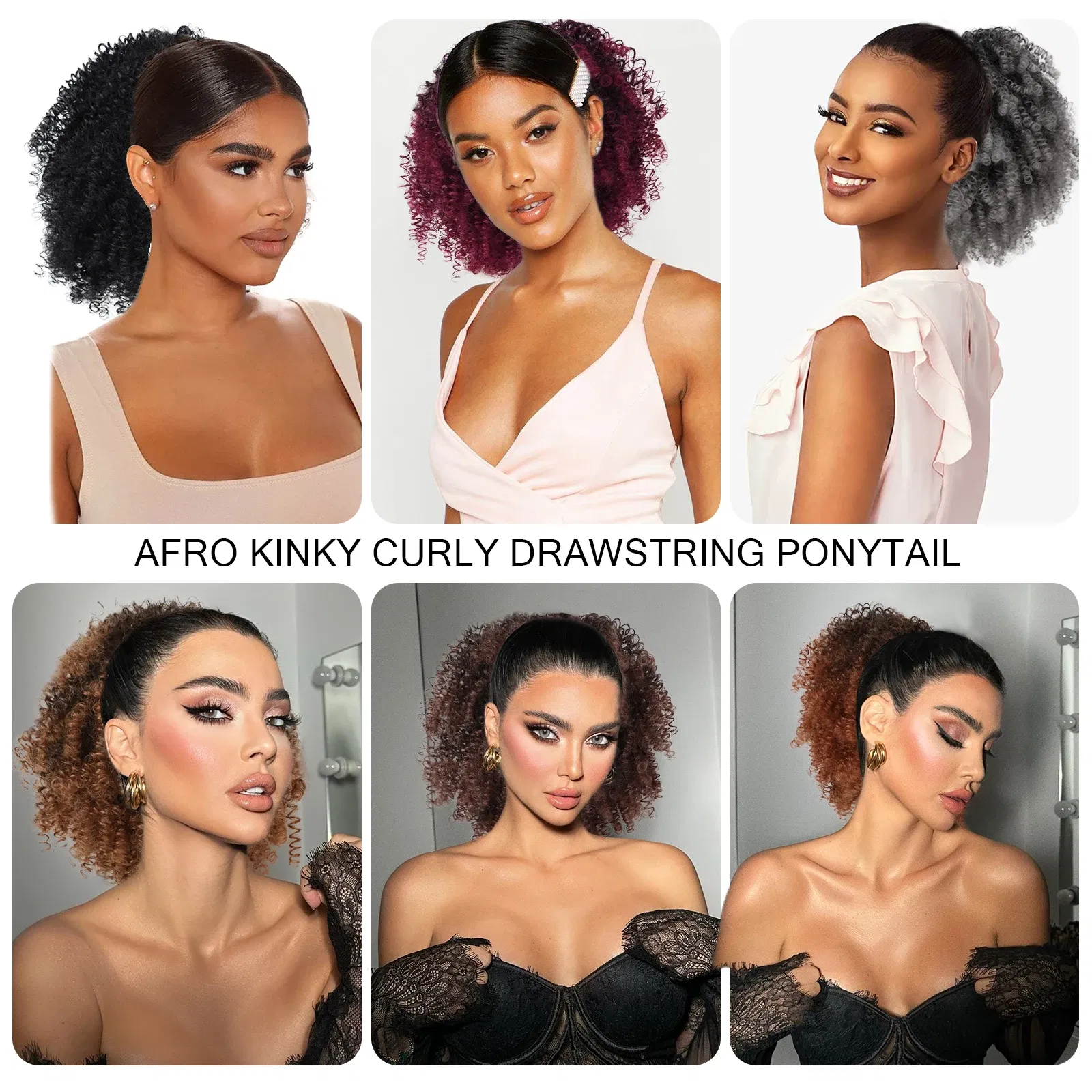 Color: Natural Color - Afro Puff kinky curly Drawstring Ponytail Bun Extension for Black Women Synthetic Short Afro Kinkys Curly Afro Hairpieces