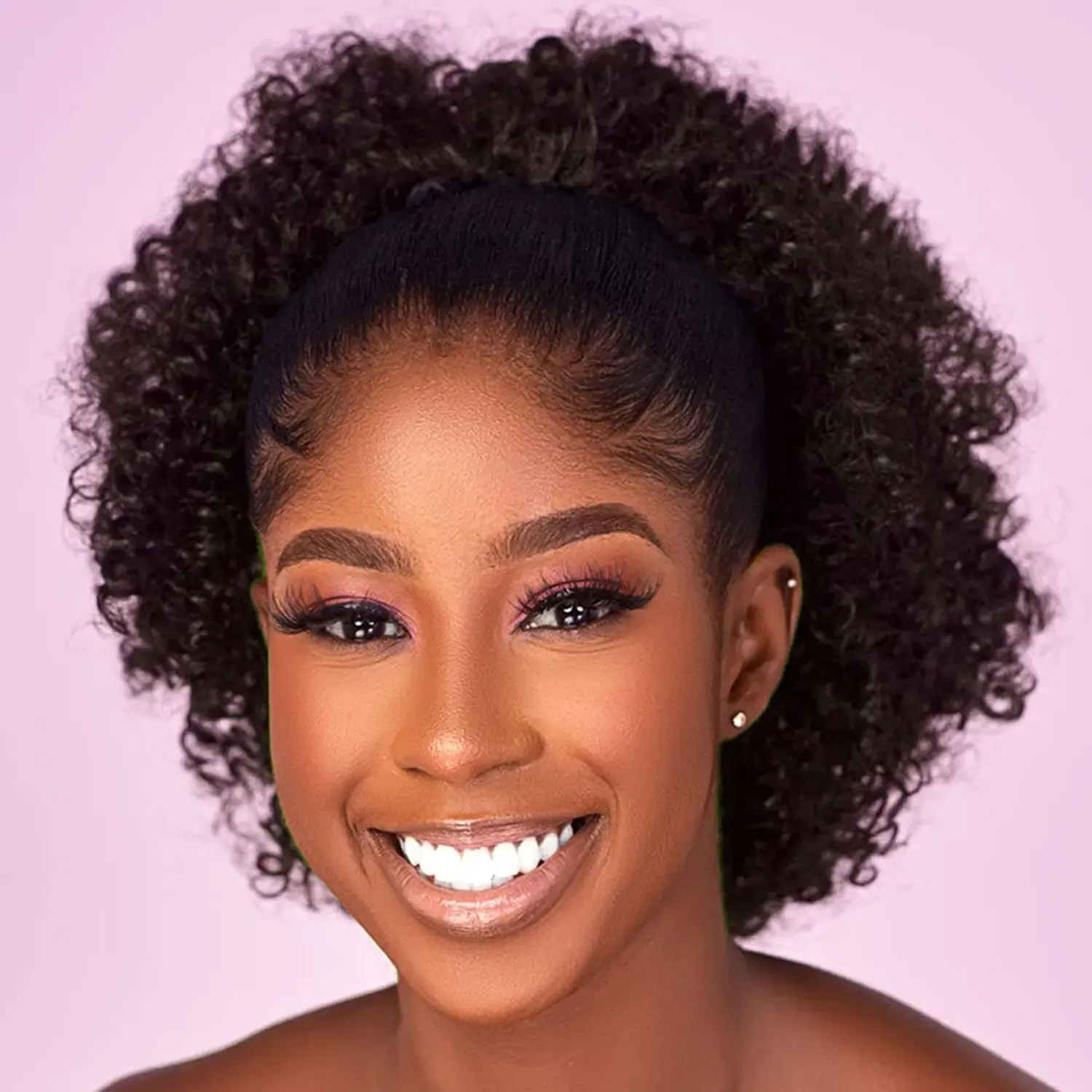 Color: Natural Color - Afro Puff kinky curly Drawstring Ponytail Bun Extension for Black Women Synthetic Short Afro Kinkys Curly Afro Hairpieces