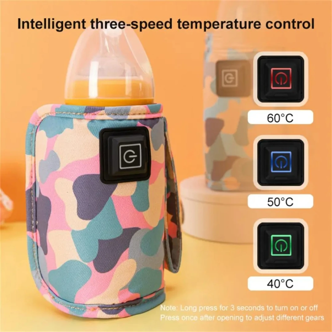 Color: Black - Baby Bottle Warmer 3-speed adjustment Baby Bottle Cup Warmer Car Portable USB Bottle Warmer Baby and Children Outdoor Travel