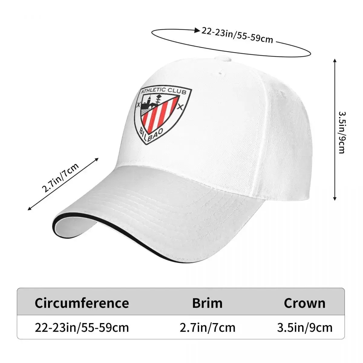 Color: WHITE, Size: XS - Club The Los Leones Athletics Bilbao Baseball Cap Adult Hip-Hop Sun Hats Hat Breathable Polyester Sports Cap Summer Hat