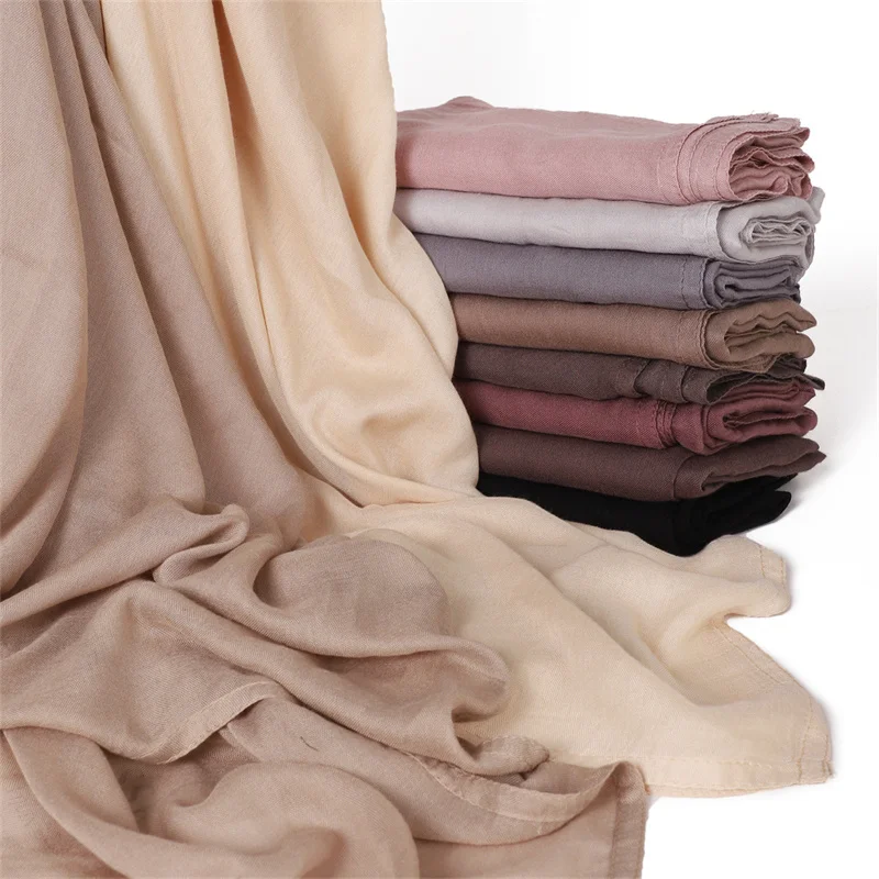 Color: Lemon yellow - Ramadan Solid Color Big Size Cotton Rayon Hijab Scarf Women Muslim Headscarf Wraps Shawls Femme Musulman Headband Islamic Turban