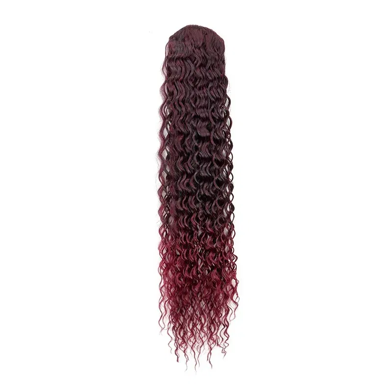 Color: T4/27/30 - Synthetic Long 22Inch Kinky Curly Ponytail Extensions Clip in Drawstring Ponytail Wig Afro Pony Tail Women Hairpiece