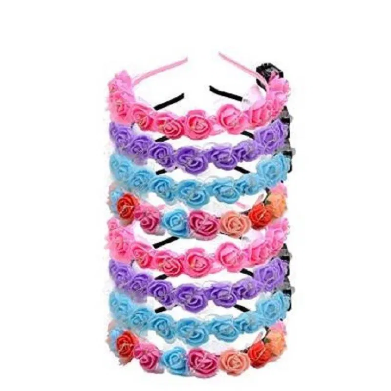 Color: GRAY - Luminous Rose Flower Headband LED Light up Wreath for Women Girl Bridal Wedding Party Hairband Christmas Valentine's Day Gifts