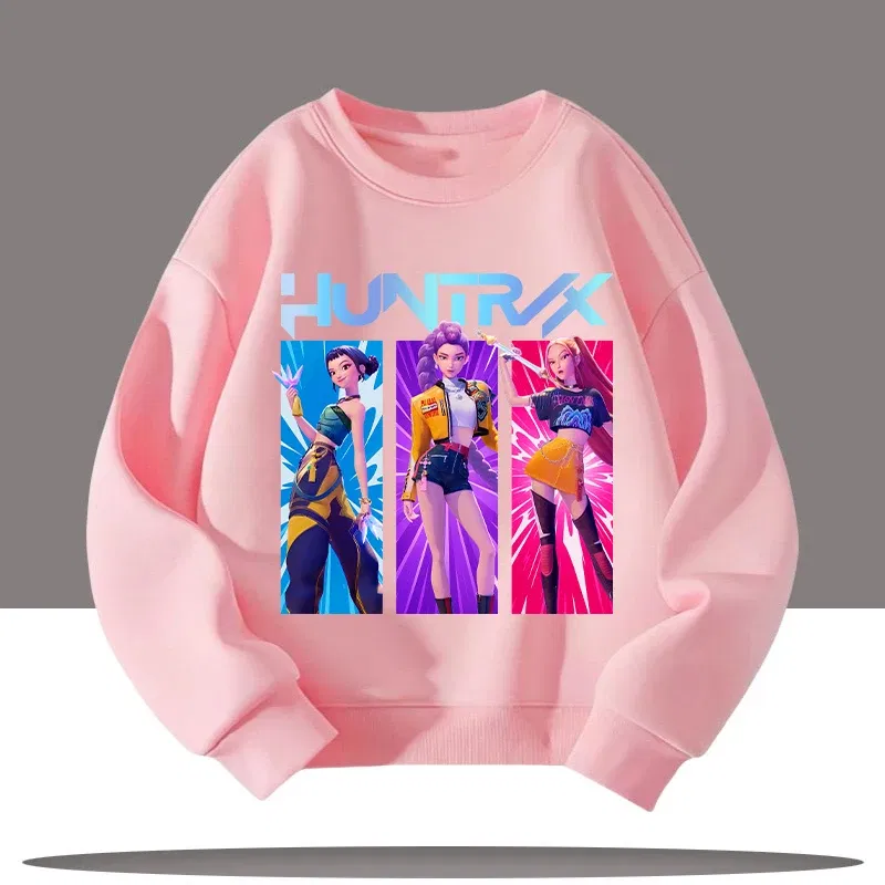 Color: Blue, Kid Size: 6 - K-pop Demon Hunters New Children's Round-neck Sports Shirt with Cartoon Print - 3-12 Years Old Cute Girl Casual Top