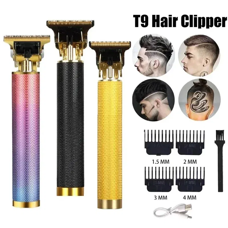 Color: grey - T9 Electric Hair Cutting Machine Hair Clipper Beard Shaving Body Hair Trimmer Clippers Professional Barber Men Trimmer Shaver