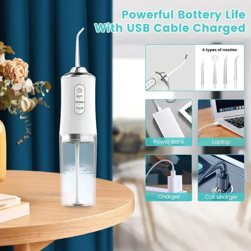 Color: grey - Xiaomi MIJIA Smart Electric Oral Irrigator Water Flosser 4 Jets 3 Modes USB Charging Water Jet Irrigator Dental Teeth Cleaner