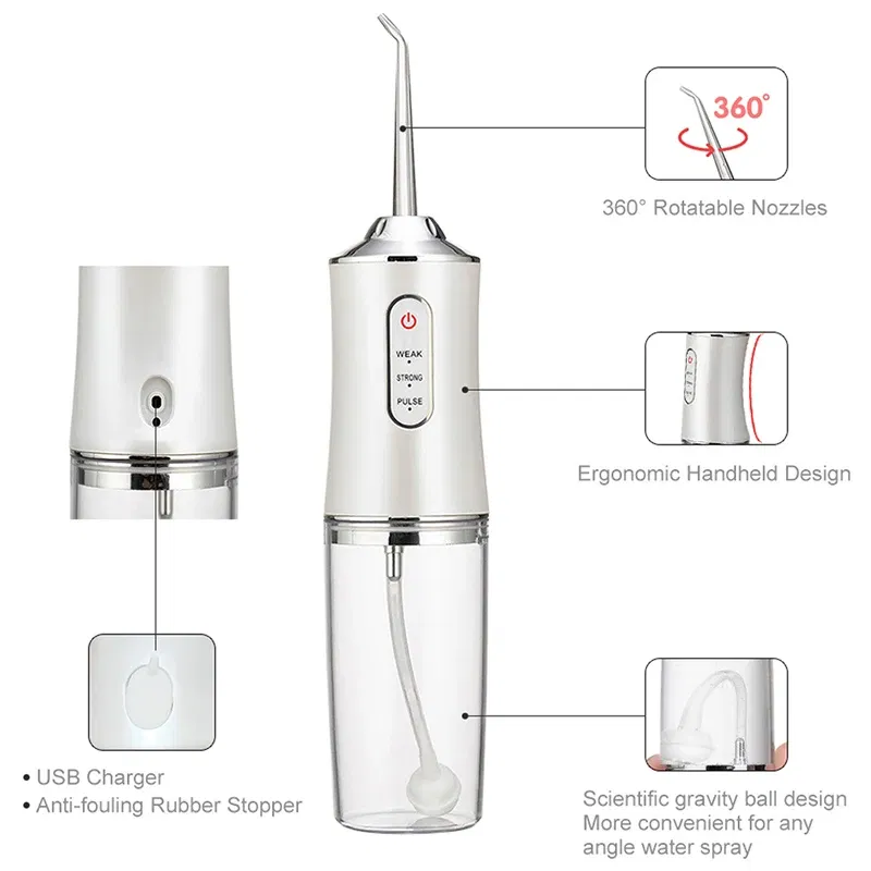 Color: grey - Xiaomi MIJIA Smart Electric Oral Irrigator Water Flosser 4 Jets 3 Modes USB Charging Water Jet Irrigator Dental Teeth Cleaner