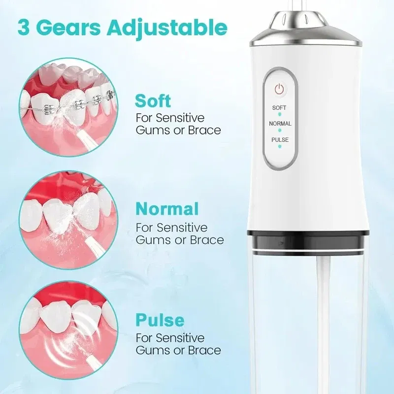 Color: grey - Xiaomi MIJIA Smart Electric Oral Irrigator Water Flosser 4 Jets 3 Modes USB Charging Water Jet Irrigator Dental Teeth Cleaner