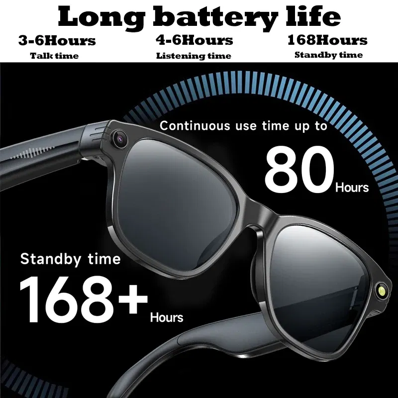 Color Name: Transparent - Smart Glasses With 8M HD camera 1200P anti-shake HD video AI intelligent voice assistant Real-time translation Object recognion