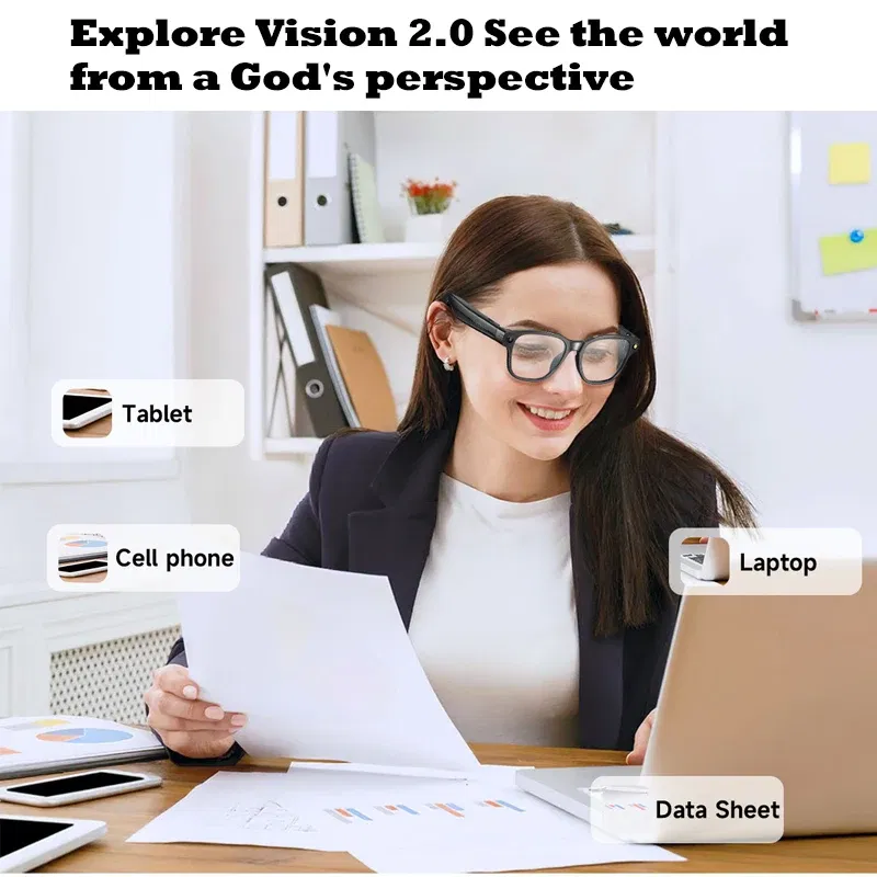 Color Name: Transparent - Smart Glasses With 8M HD camera 1200P anti-shake HD video AI intelligent voice assistant Real-time translation Object recognion