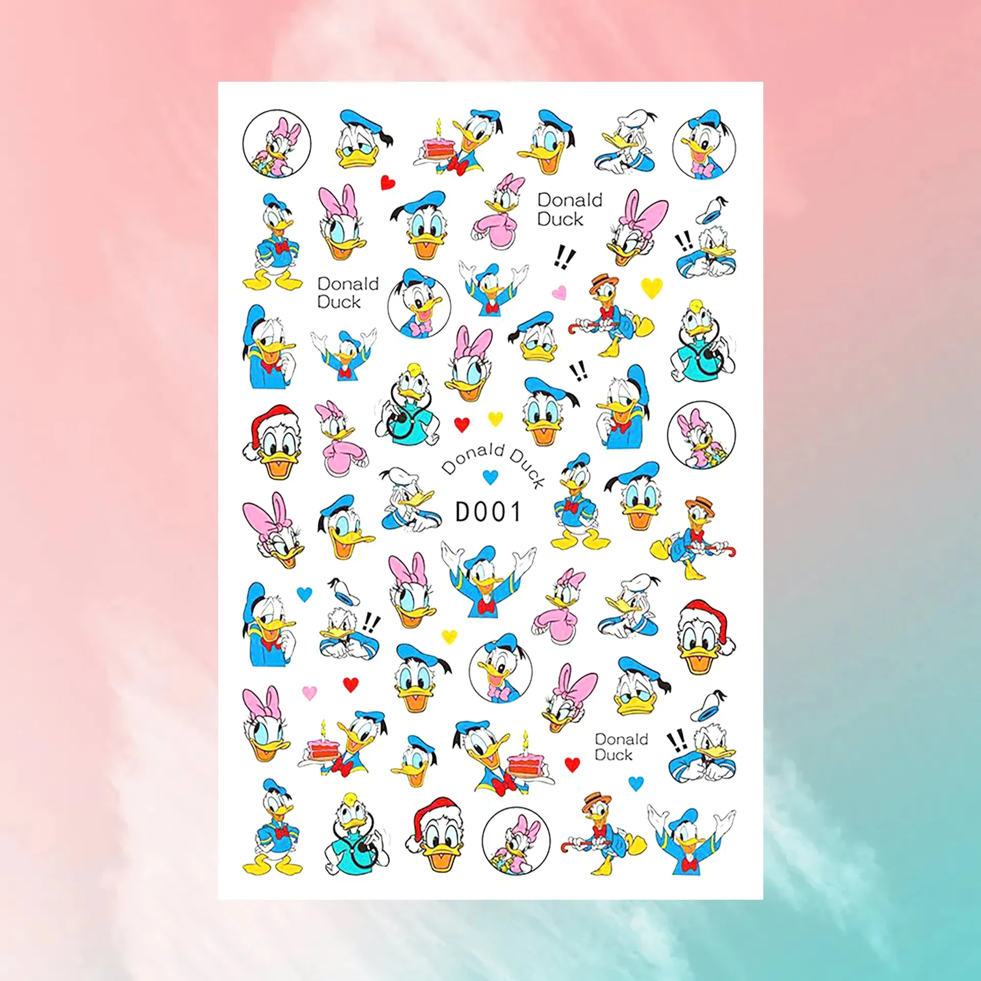 Color: Gray White - 1PCS Disney Cartoon Nail Stickers Wholesale Waterproof Paste Nail Art Sticker Princess Mickey Anime Series Nail Decoration