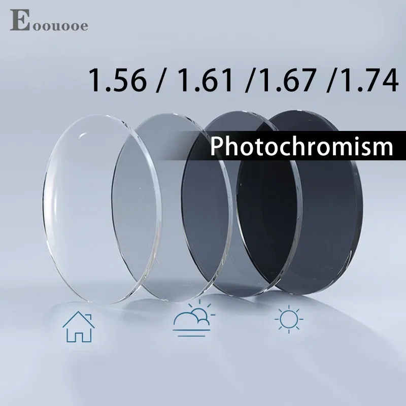 Lenses Color: Tangerine, Lens Index: 1.61 - Photochromism Gray Brown 1.56 1.61 1.67 Index Aspheric Lenses UV-proof Myopia Hyperopia Outdoor Prescription Sun Optics Glasses