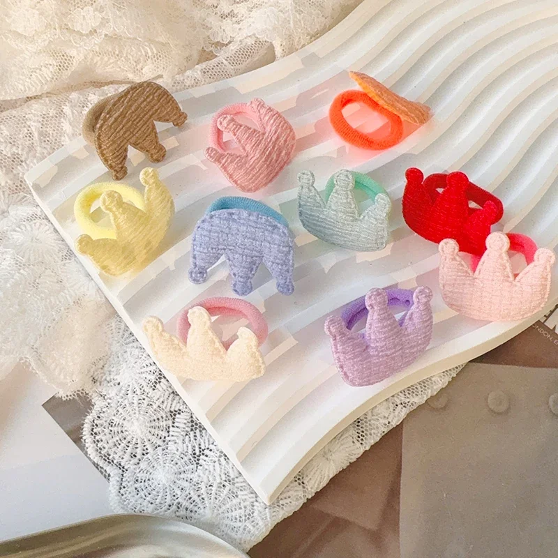 Color: Cyan - 10/30Pcs Children Hairbands No Harm Hair Cartoon Towel Rope Ponytail Holder Kids Mini Rubber Band Headwear Girls Halloween Gift