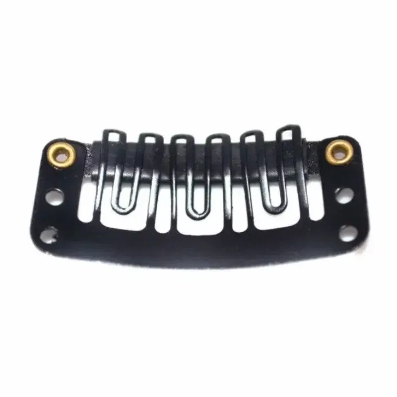 Color: Beige - 10pcs/lot 9-teeth Hair Extension Clips Wig Clips Combs Snap Clips with Rubber for Hair Extension Toupee DIY Styling Tool 28/32mm