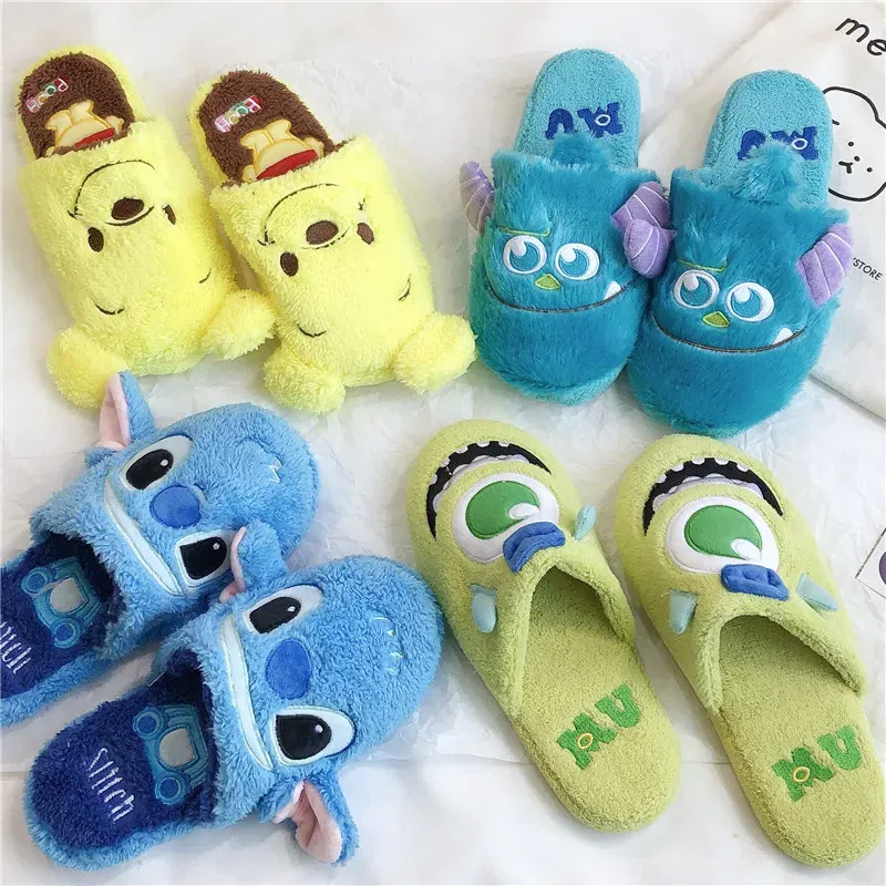 Color: Pink, Shoe Size: 36 - Cartoon Sulley Mike Slippers Cute Girl Warm Home Slippers Women Indoor Slippers Blue Duck Kawaii Non-slip Slippers Gifts EU36-41