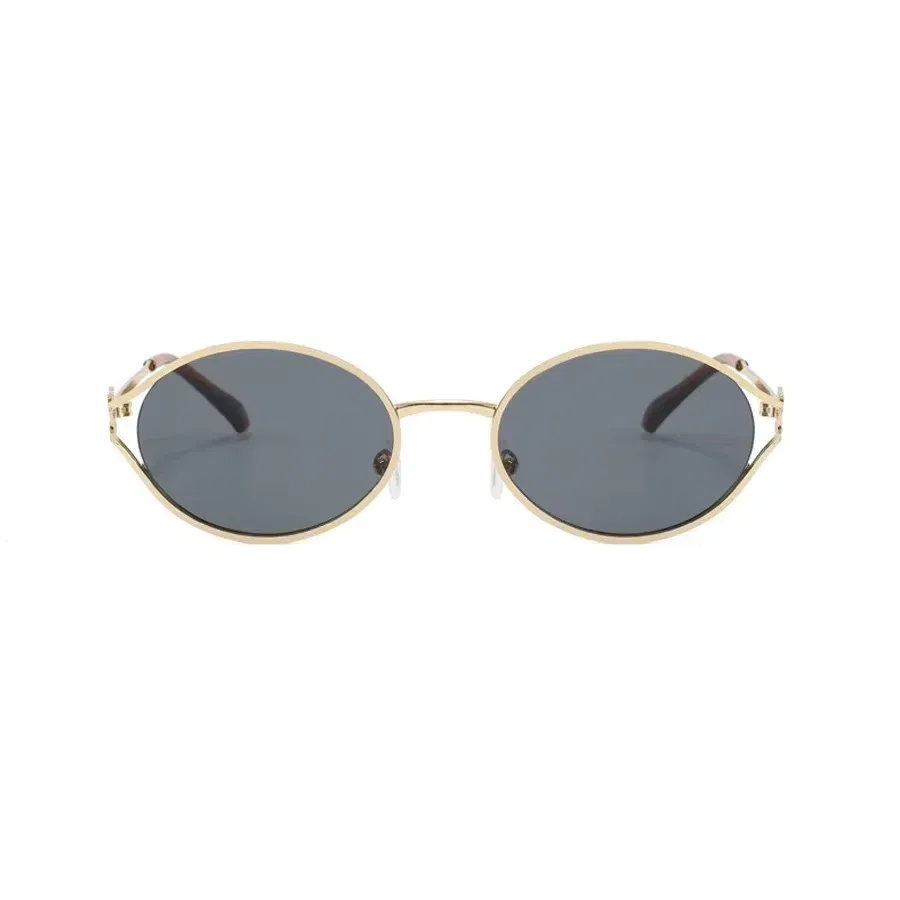Lenses Color: Yellow - Luxury Brand Designer Oval Sunglasses For Women Sexy Metal Frame Small Round Sun Glasses Ladies Stylish Eyewear Shades UV400